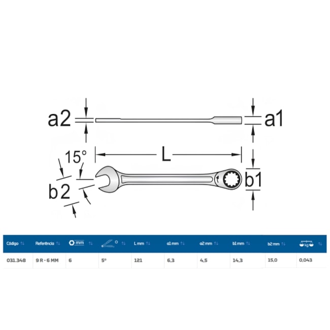 Chave Combinada Catraca 6mm Plana 9R-6 GEDORE-4d81f3e9-d1ae-4094-aab1-2ed6969f18d4