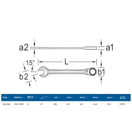 Chave Combinada Catraca 6mm Plana 9R-6 GEDORE-b510db8d-28ff-4abb-bce8-f99141891d9b