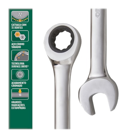 Chave Combinada com Catraca 10MM e 72 Posições ST43203ST SATA-c82120f7-279b-4a74-8e2b-03126b3a36e5