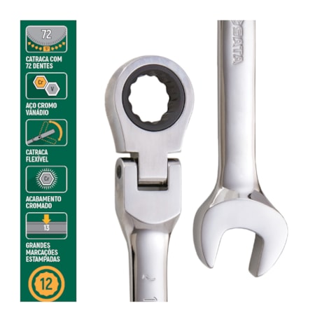 Chave Combinada com Catraca 13MM Articulada Cabeça Flexível ST46404ST BELZER/SATA-2e448ca9-92bc-4480-8f32-3bb7d36f8212