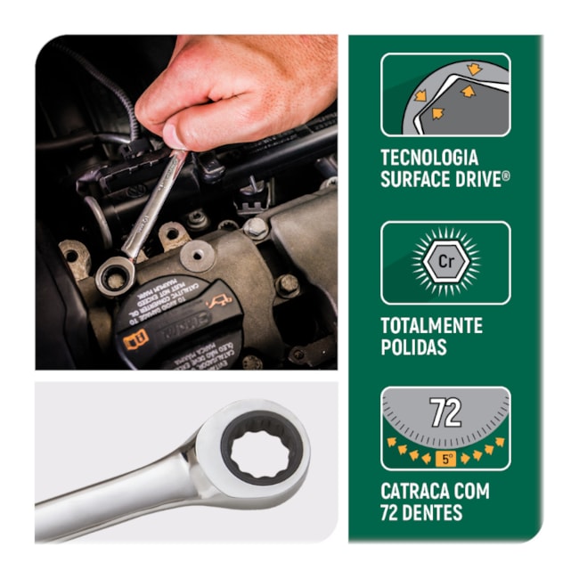 Chave Combinada com Catraca 15MM e 72 Posições ST43208ST SATA-fc257017-a4fa-4b42-b4e9-ad9729c661f8