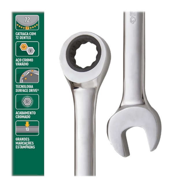 Chave Combinada com Catraca 19MM e 72 Posições ST43212ST SATA-c48caff2-66af-4aec-b8cc-e08b0bc34ba6