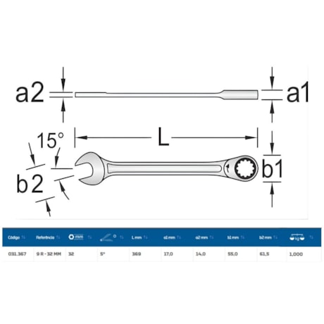 Chave Combinada com Catraca 32mm Plana 9R-32 GEDORE-5e15ebae-fe57-4a0b-9903-46a3bbcabbd9
