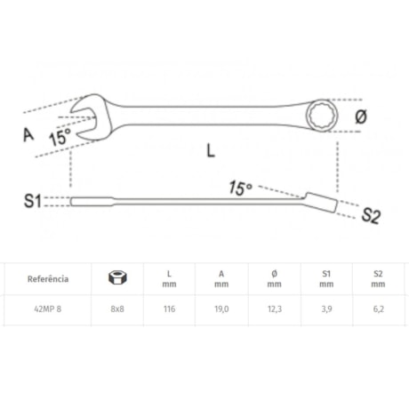 Chave Combinada Cromada 8mm 42MP BETA-ef19e192-1ec0-439c-8a8b-0f1db1046a8f