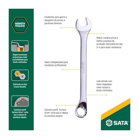 Chave Combinada de 19mm Angulada 45º ST40183G SATA-33d4d92e-5c63-4044-9e54-083552708cec