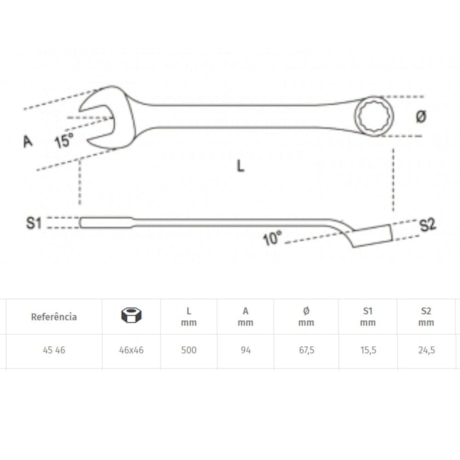 Chave Combinada para Serviço Pesado 46mm 45 BETA-2f71012f-2e9c-4cb7-815e-d4a3b6cdf46f