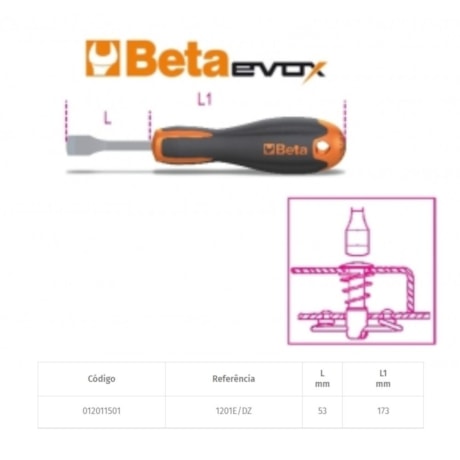 Chave de fenda Dzus Evox 53 x 173mm 1201E/DZ BETA-87aa6d6b-bfa8-4bb7-adfe-c7b22d08c8b4