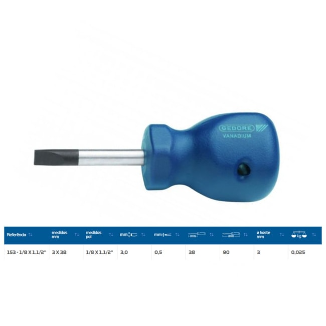 Chave de Fenda Toco 1/8