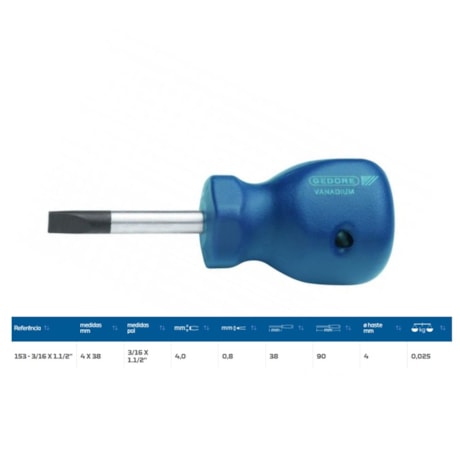 Chave de Fenda Toco 3/16
