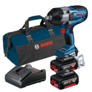 Chave de Impacto 1/2" 18V GDS 18V-1000 com 2 Baterias 4.0Ah Carregador Bivolt e Bolsa BOSCH