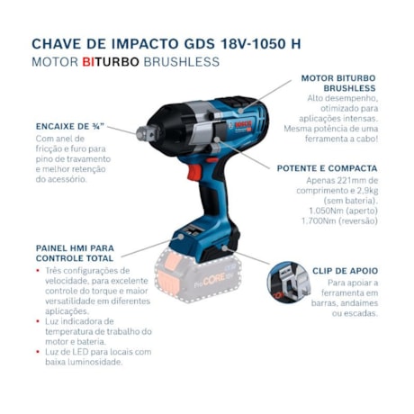 Chave de Impacto 3/4'' 18V Sem Bateria e Carregador GDS 18V-1050H BOSCH-7c60f66d-bc39-4f47-b7a3-c4651e51fd56