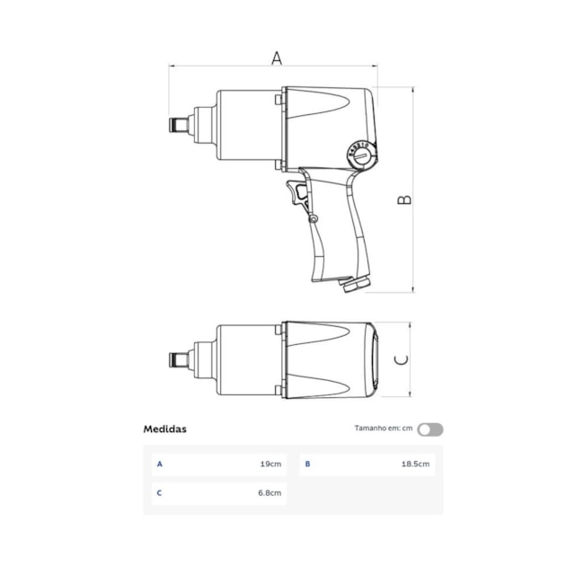 Chave de Impacto Pneumática 1/2