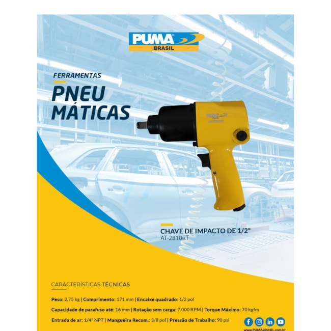 Chave de Impacto Pneumática 1/2