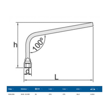Chave de Roda L sem Espatula 21mm 29B-21 GEDORE-e4517c6a-3515-471d-987a-b5683d035dfc