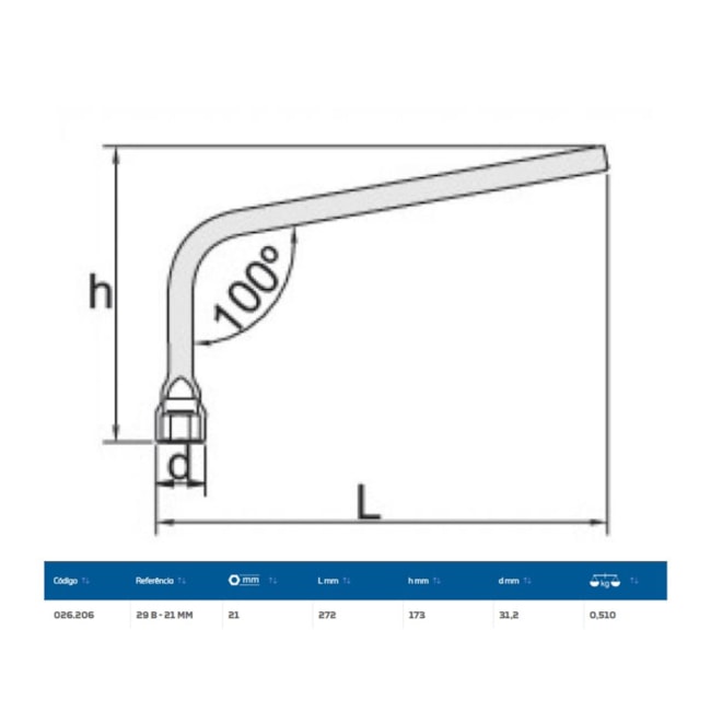 Chave de Roda L sem Espatula 21mm 29B-21 GEDORE-5985c385-c971-4e94-8c9a-553c2f148b73