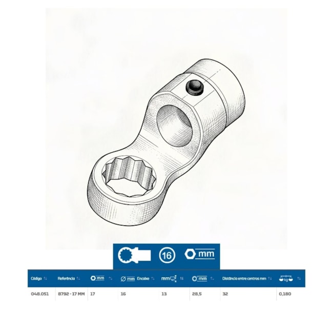 Chave Estrela 17mm Cabeça 16mm 8792-17 GEDORE-56faf533-9f69-4a65-8049-7061caf3bf66