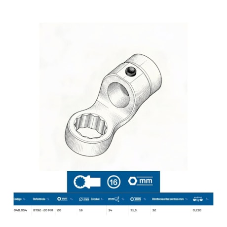 Chave Estrela 20mm Cabeça 16mm 8792-20 GEDORE-927999a7-3b5b-42d3-ba98-3fc8bfafb76d