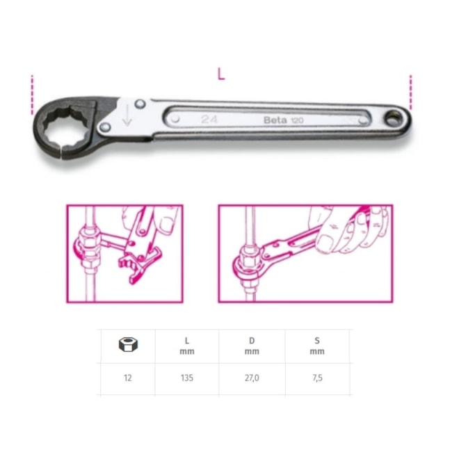 Chave Estrela Aberta com Sistema Catraca 12mm 120 BETA-21290459-ce09-423a-a4da-4e932dd0da69