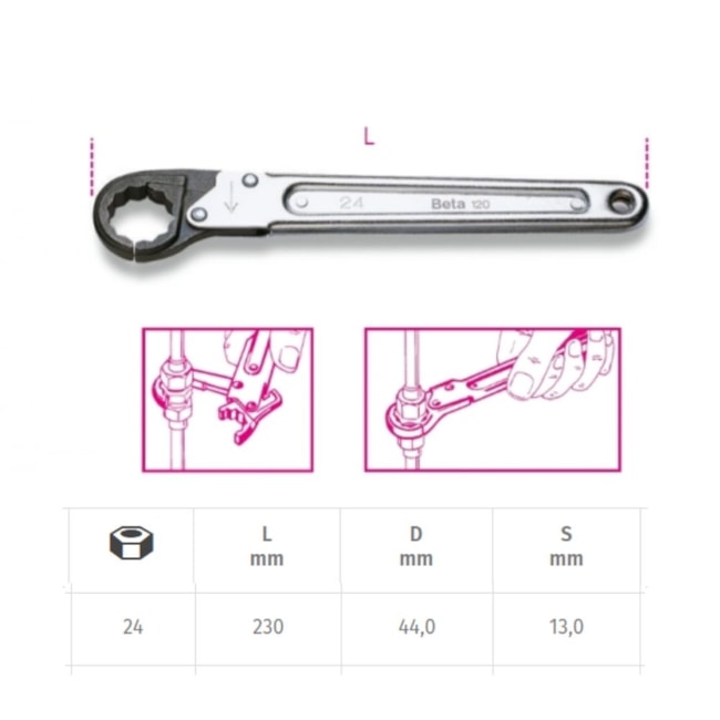 Chave Estrela Aberta com Sistema Catraca 24mm 120 BETA-09002a68-a7e6-468b-abe9-03fad994a9f3
