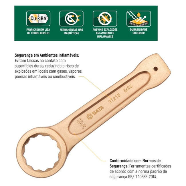 Chave Estrela de Bater Cobre-Berílio 41mm Antifaíscante ST31217 SATA-b4b68f72-19d2-424c-b00c-9a26f760d809