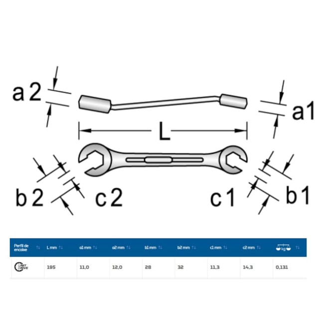 Chave Estriada Aberta 9/16