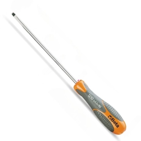 Beta 1290 4mm X 125mm Slotted Screwdriver - Professional Quality With Comfort Grip Handle