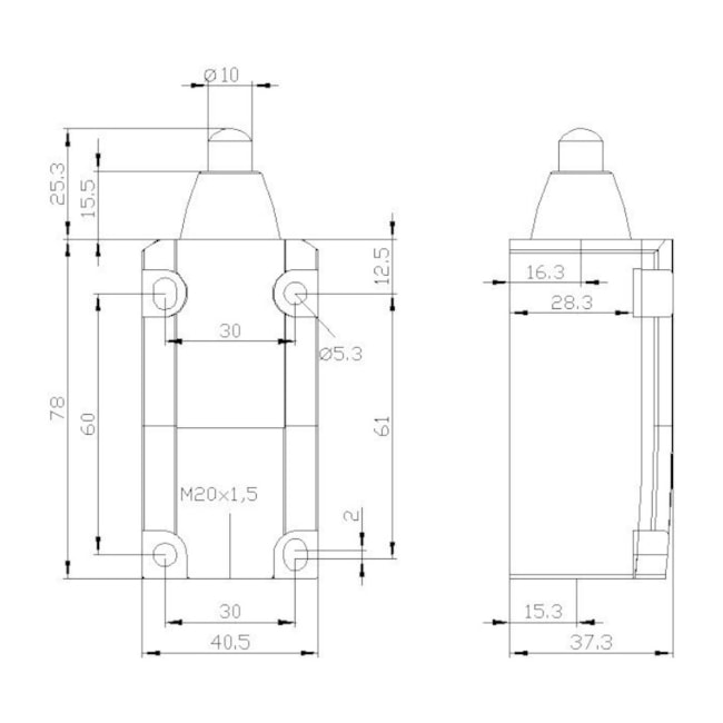 Chave Fim de Curso 1NA + 2NF com Pistão/Pino Arredondado Metal 3SE5112-0LC02 SIEMENS-40cbccc8-2e16-4427-bc13-01edf147ef40