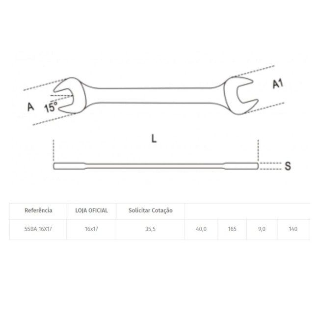 Chave Fixa 16mm x 17mm Cobre-Berílio Antifaiscante 55BA BETA-06d4ddae-4c21-43b0-824e-4d6145df8893