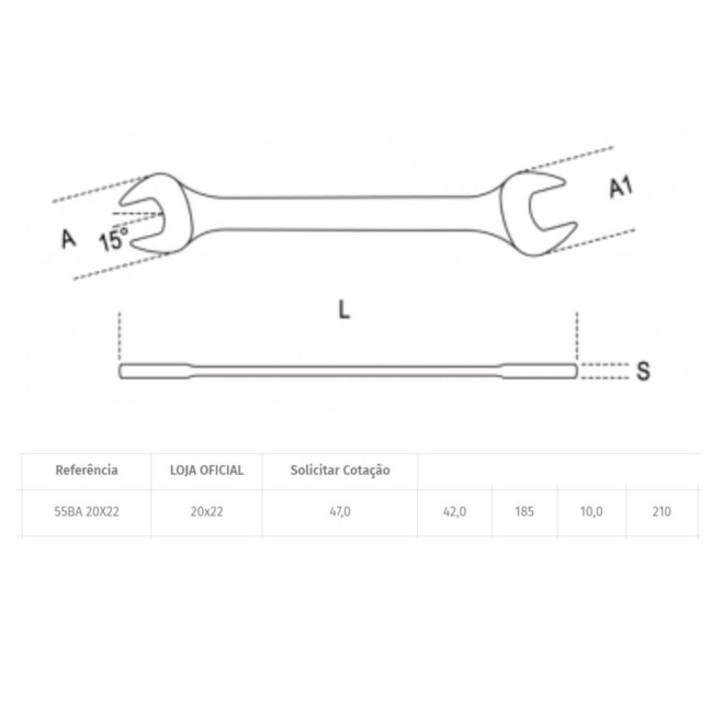 Chave Fixa 20mm x 22mm Cobre-Berílio Antifaiscante 55BA BETA-44704db3-3321-43ee-a00a-f9afae1a51f6