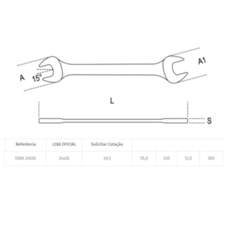 Chave Fixa 24mm x 26mm Cobre-Berílio Antifaiscante 55BA BETA-77ff943b-f8b6-435e-99a9-fc5d5206dc15