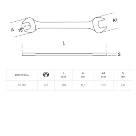 Chave Fixa 7mm x 8mm 55 BETA-737531e2-0f44-4672-b754-85149754e03a