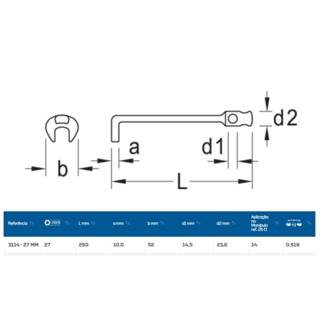 Chave Fixa Angular 90º 27mm 3114-27 GEDORE-33b9cf09-26ea-4285-aa2b-78f33216b061