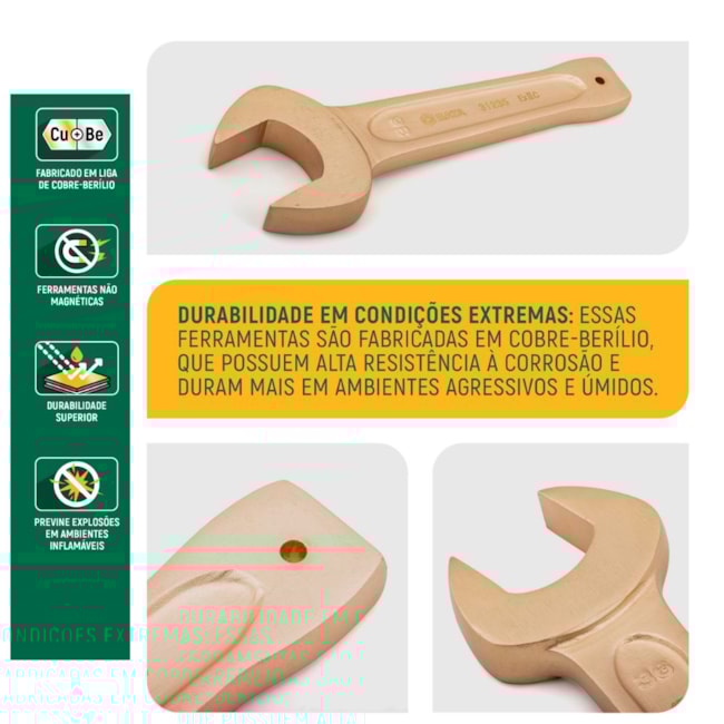 Chave Fixa de Bater Cobre-Berílio 41mm Antifaíscante ST31237 SATA-03645ae1-ae0c-4e34-b0bf-f1330d26c324