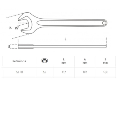 Chave Fixa de Boca Simples Fosfatada DIN 894 55mm 53 BETA-3bba5de3-38ca-464a-bcf0-c7359dcc10e1