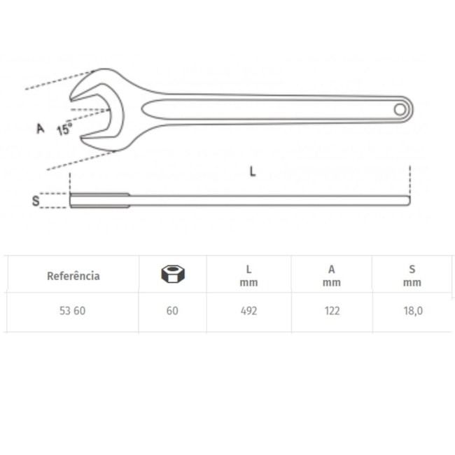 Chave Fixa de Boca Simples Fosfatada DIN 894 60mm 53 BETA-49a9e830-9245-46f0-82a2-d9119e1112e5