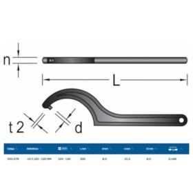 Chave Gancho com Pino 120mm a 130mm 40Z 120-130 GEDORE