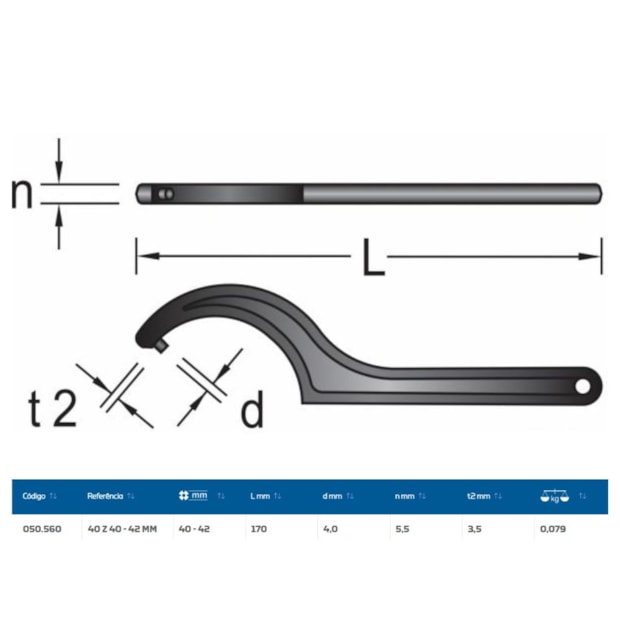 Chave Gancho com Pino 40mm a 42mm 40Z 40-42 GEDORE-e478c8ea-101b-400b-9673-0e512687b3b0