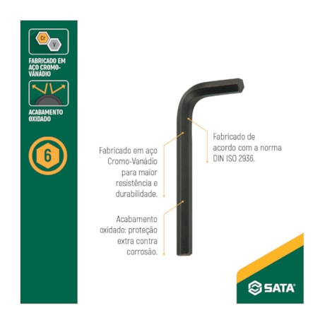 Chave Hexagonal Curta Tipo L 1/8