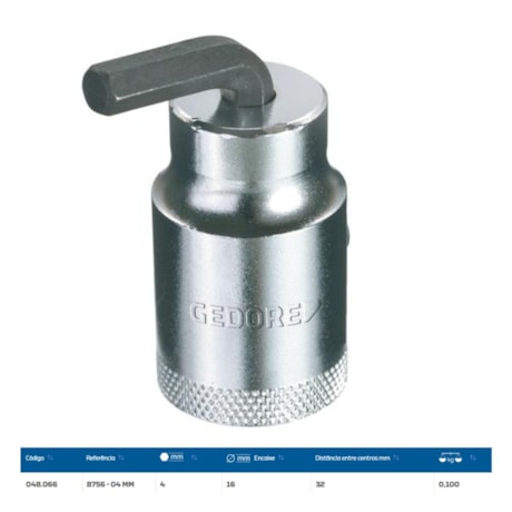 Chave Hexagonal Intercambiável 4mm Cabeça 16mm para Torquímetro de Estalo 8756-04 GEDORE-7863f7b9-0fe0-499b-b762-9dab1b8ff3fc