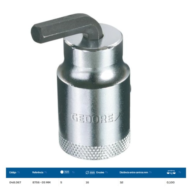 Chave Hexagonal Intercambiável 5mm Cabeça 16mm para Torquímetro de Estalo 8756-05 GEDORE-61b5230c-b7e7-4b3f-9a80-de4bf4ea24d9