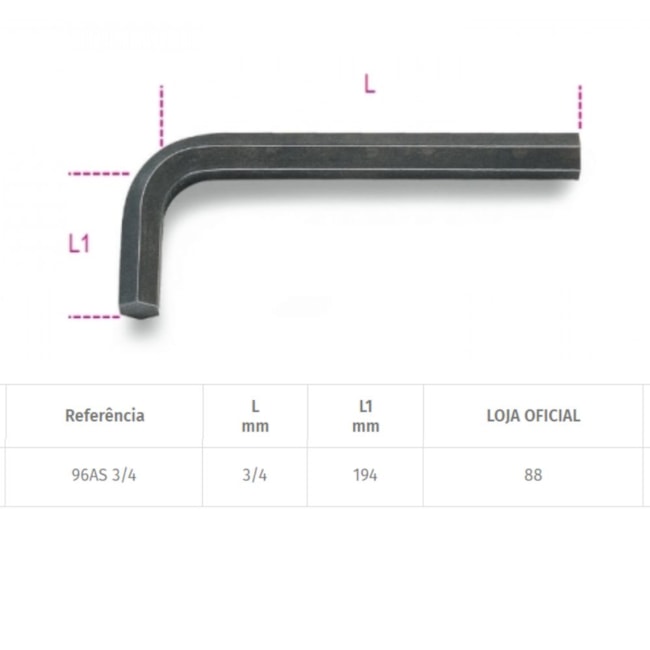 Chave Hexagonal L 3/4