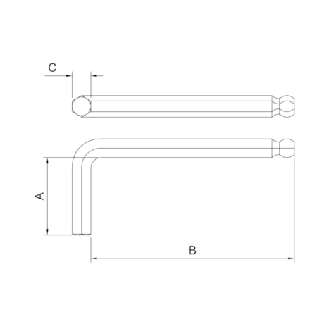 Chave Hexagonal L Abaulada 3/16
