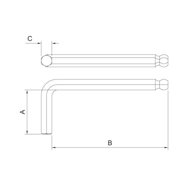 Chave Hexagonal L Abaulada 3/16