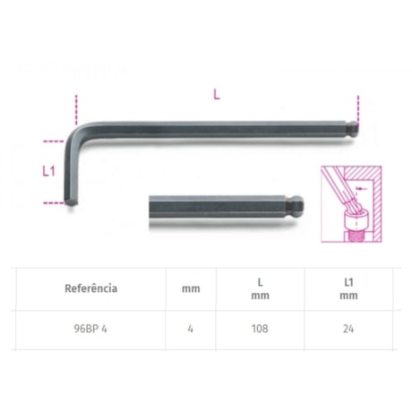 Chave Hexagonal L Abaulada 4mm 96BP BETA-18c8a521-285f-4eea-a51a-b0077cbaa04c