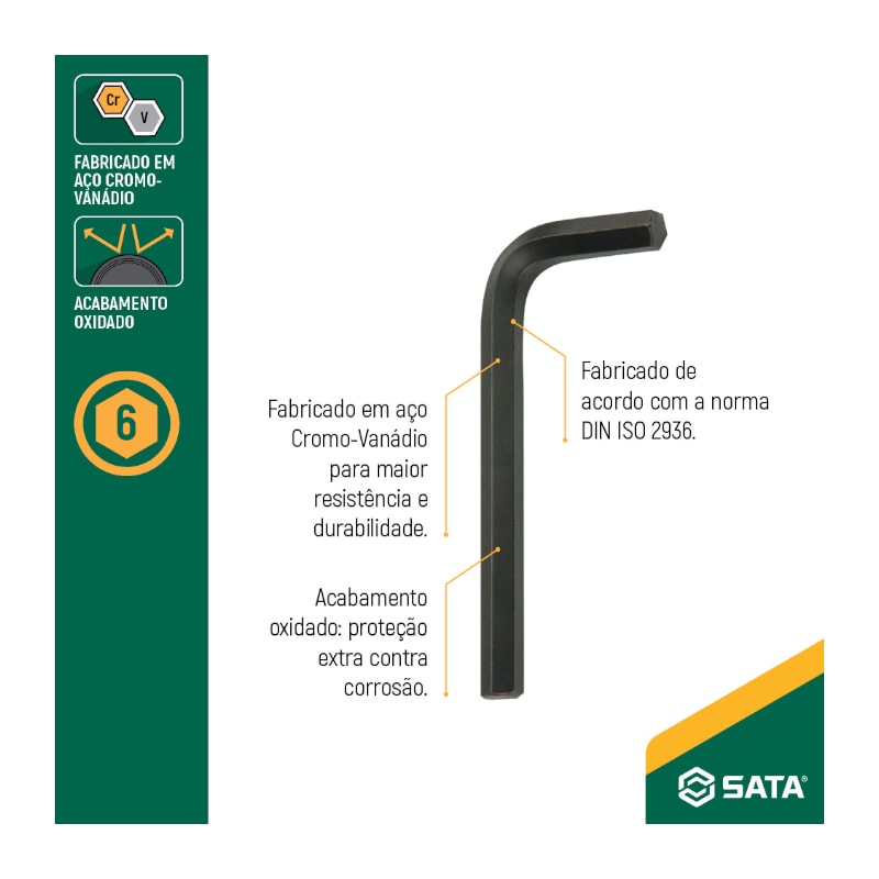 Chave Hexagonal L Tipo Allen Curta 10.0mm ST84316L SATA