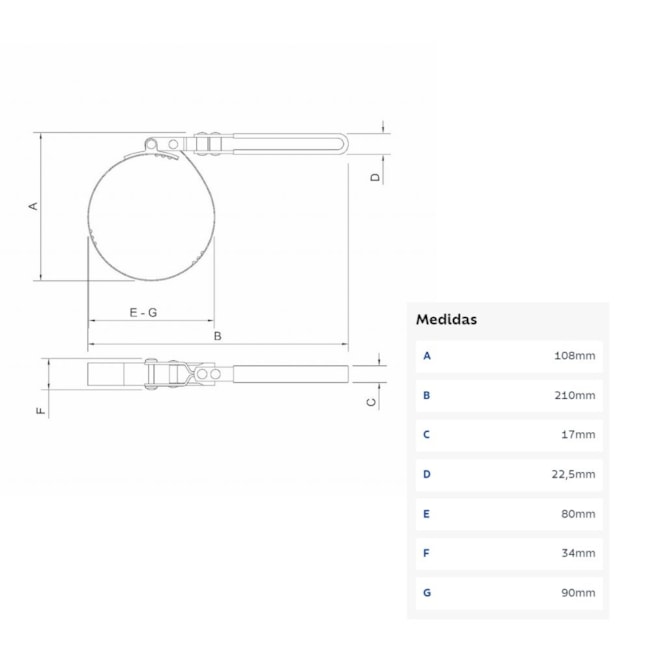 Chave para Filtro de Óleo 80-90mm 44041006 TRAMONTINA PRO-292a4548-29cf-460d-8ec3-cfd0d385190c