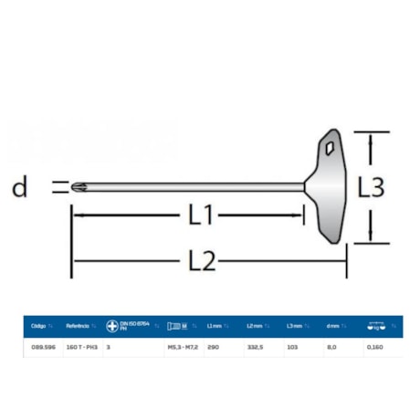Chave Phillips Cabo T 160 T-PH 3 GEDORE-59869e3c-2f91-442d-9159-17665fb3e74b