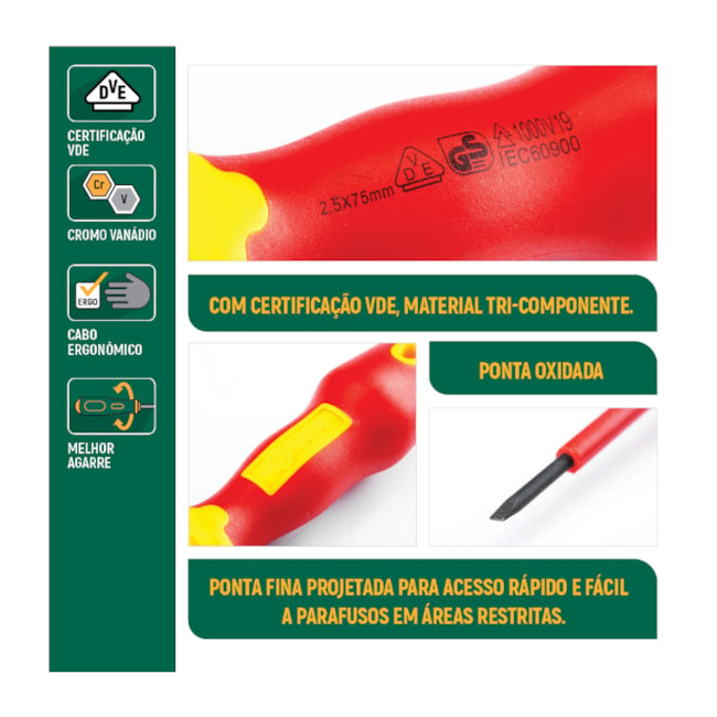 Chave Phillips Nº1 X 80MM Isolado 1000V VDE ST61222SC SATA-55b8509f-bd93-4a35-88c0-e7df66437356