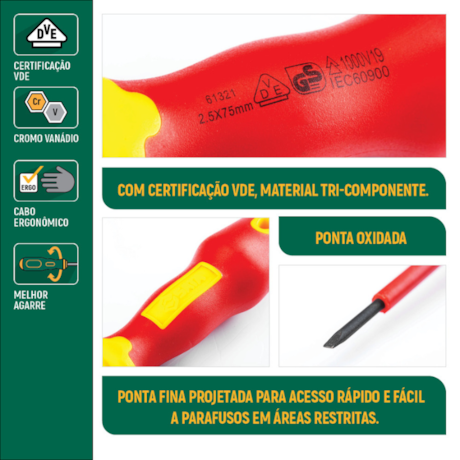 Chave Phillips Nº1 X 80MM Isolado 1000V VDE ST61222SC SATA-043ef20a-b2ca-4dd4-9ff9-28471ac78fa8