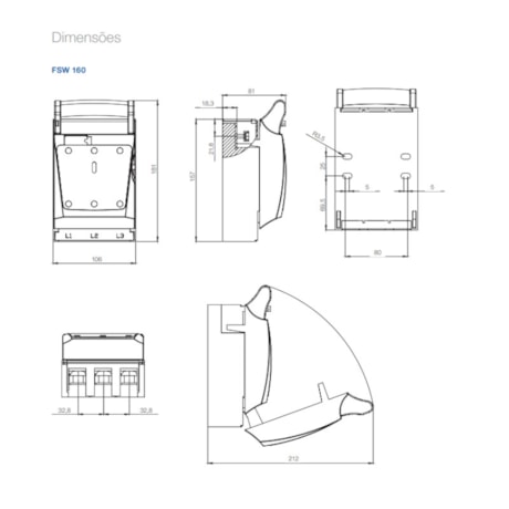 Chave Seccionadora Fusível 3P 160A NH00 1NAF FSW160-3 11884182 WEG-54d08176-8526-4c08-97f7-b1cbca938f34